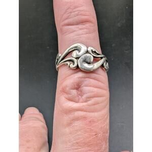 Vintage Mexico Stirling Silver Swirl Filigree Smoke 925 Band Ring Size 6.25